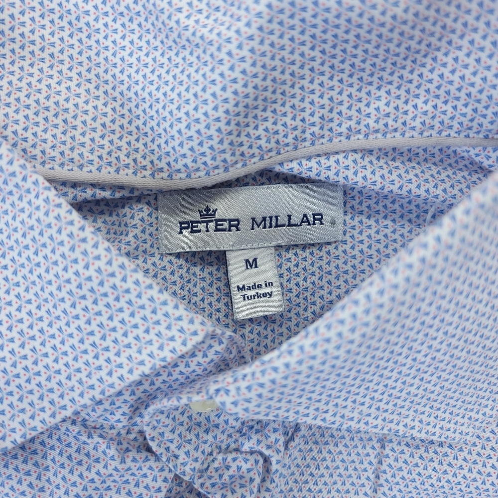 Peter Millar Blue Pattern M Button Down Dress Shi… - image 4